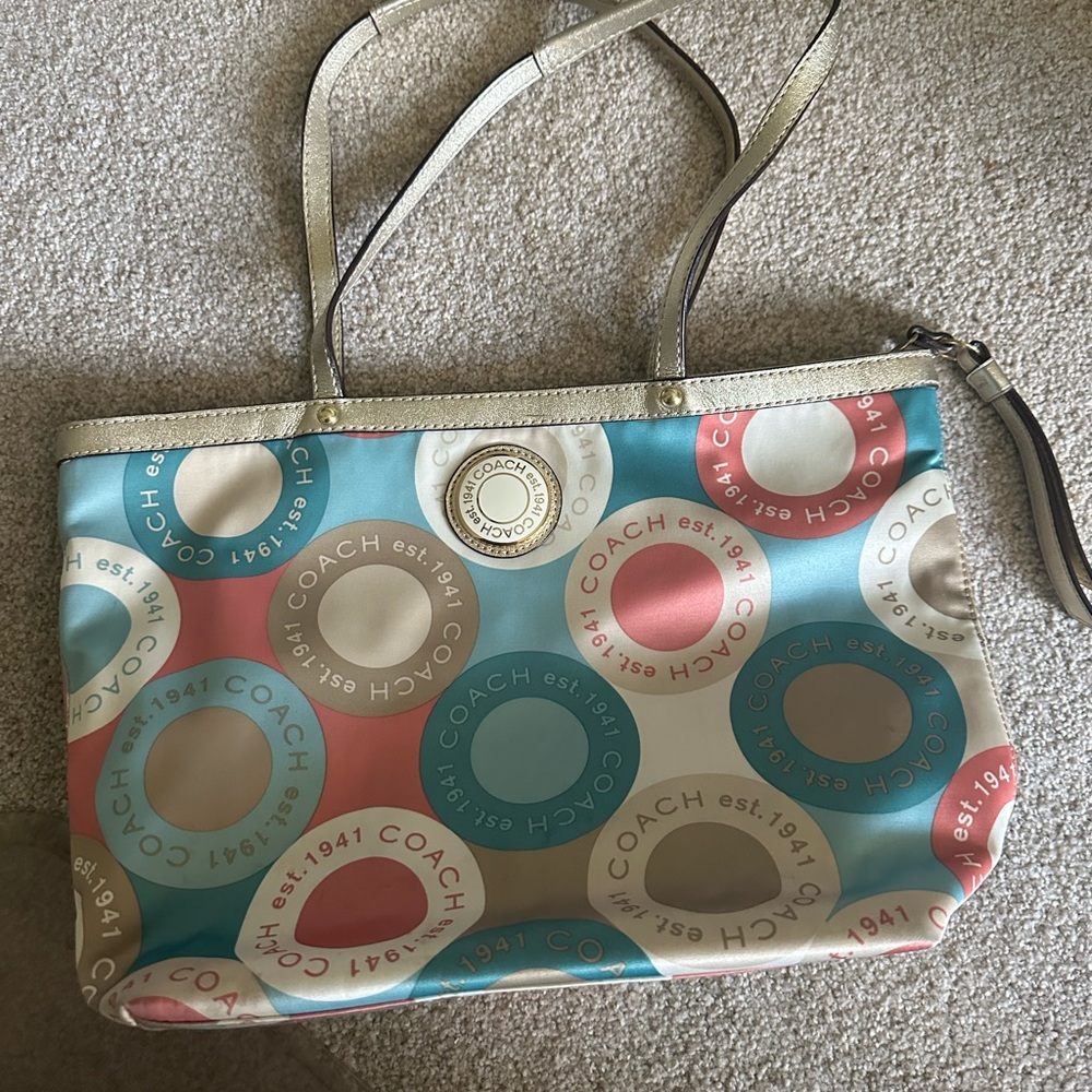 COACH multicolored sateen bag